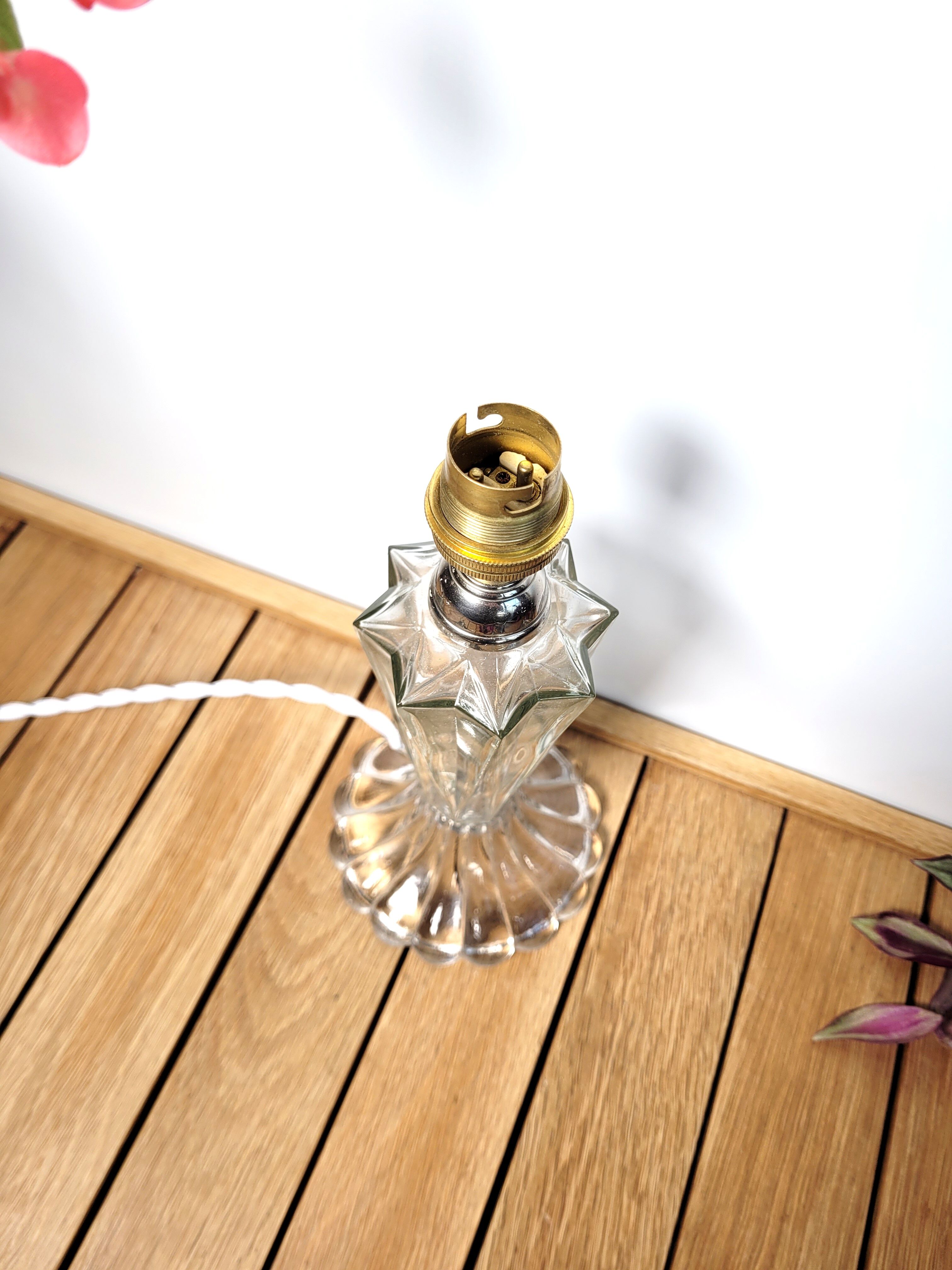 Complete vintage glass lamp stand