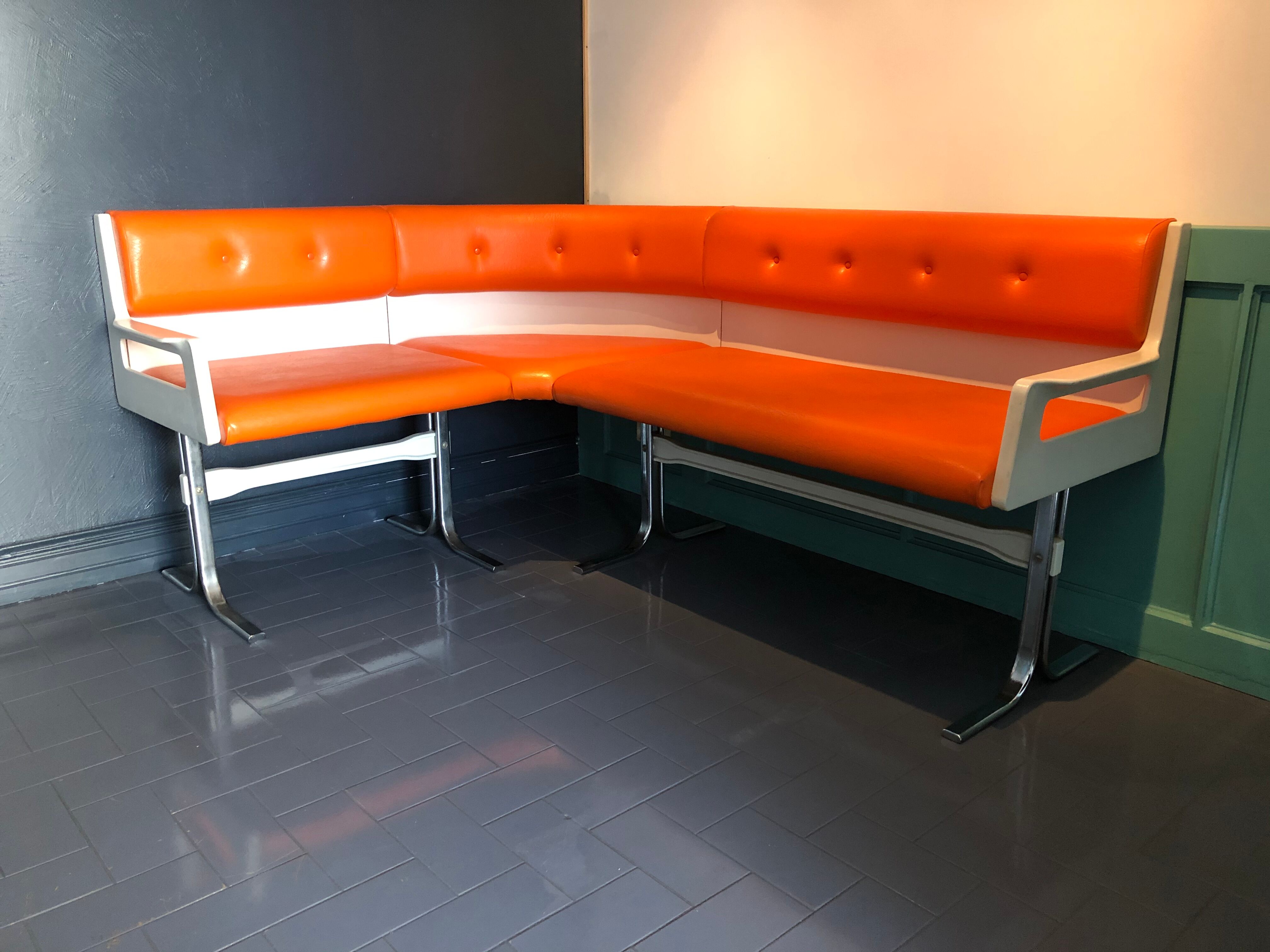 Vintage dining area bench and matching table