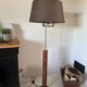 Metal and wood floor lamp