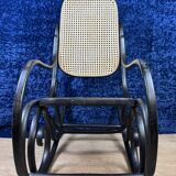 Beautiful rocking chair in the style of Thonet in blackened curved wood