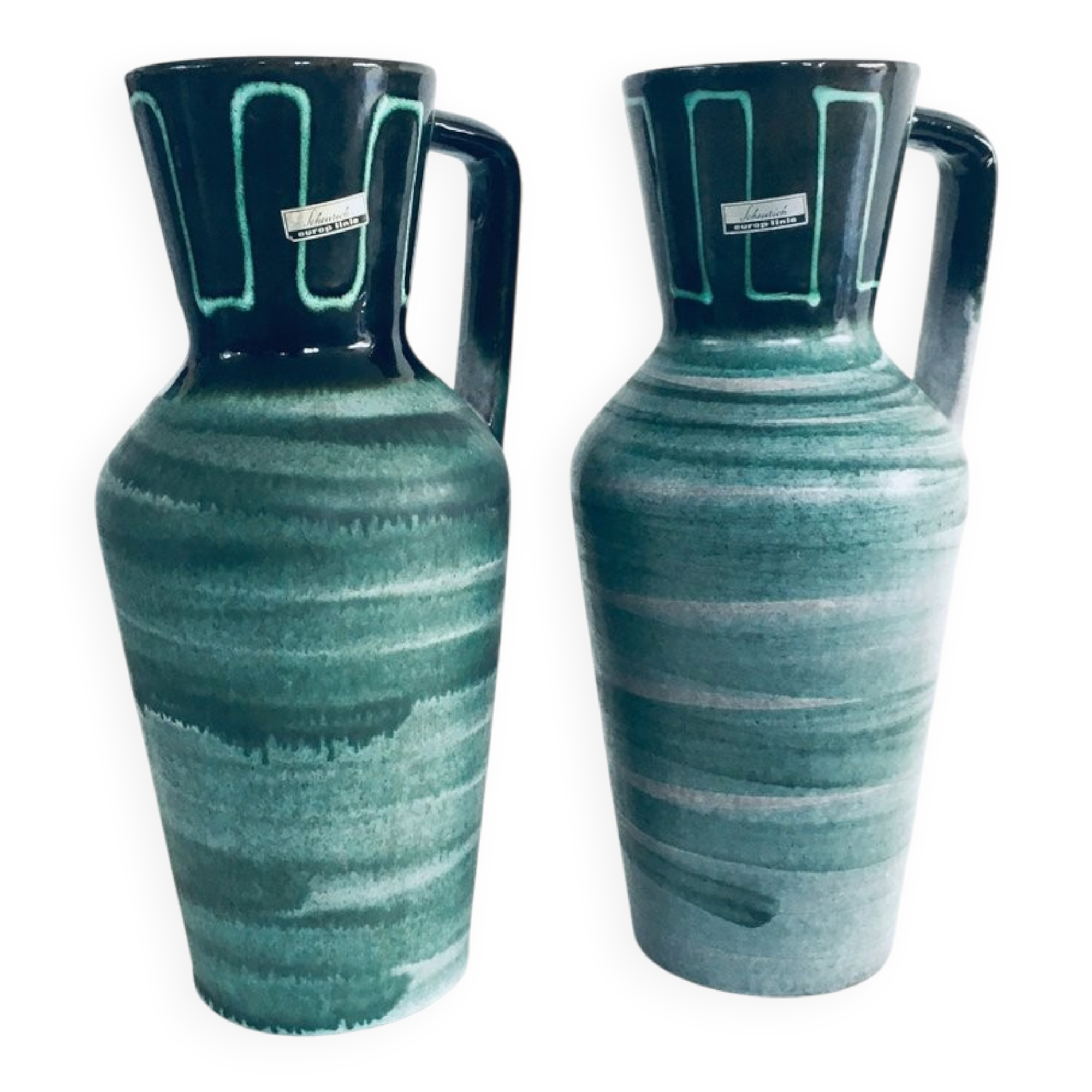 Mid-Century Modern Studio Pottery Vase Set by Scheurich, West Germany, 1960s, Set of 2