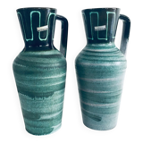 Mid-Century Modern Studio Pottery Vase Set by Scheurich, West Germany, 1960s, Set of 2