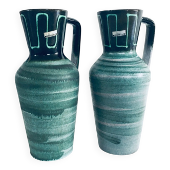 Mid-Century Modern Studio Pottery Vase Set by Scheurich, West Germany, 1960s, Set of 2