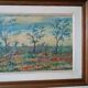 Peinture à l'huile sur panneau paysage campagne prairie fleurie signée