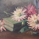 Old painting Still Life with Dalhias