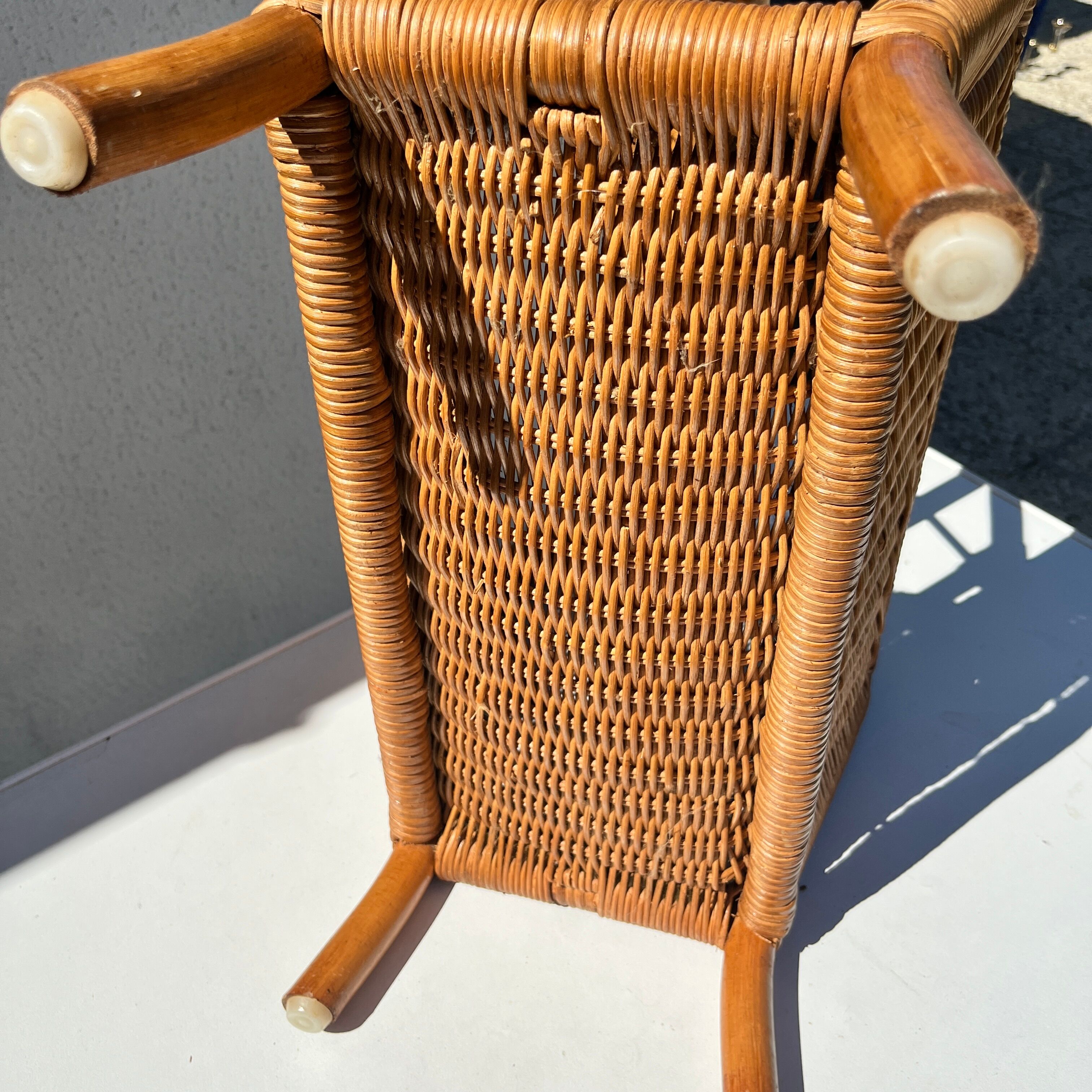 Wicker and bamboo magazine holder