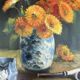 Vintage still life with flowers and pipes – Oil on canvas signed C. Riella