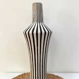 Graphic ceramic vase with black and white stripes