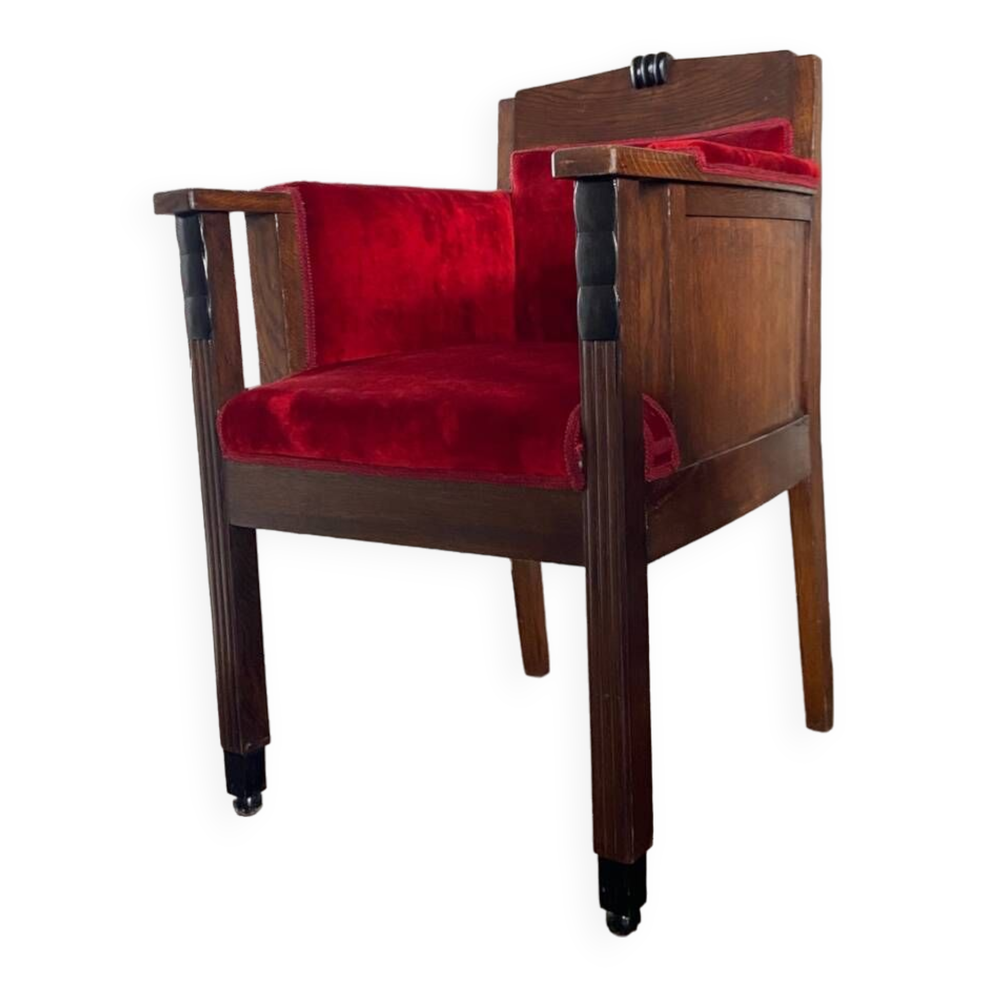 Bureau ou Chaise d'Appoint Art Déco en Chêne de l'École d'Amsterdam, années 1920