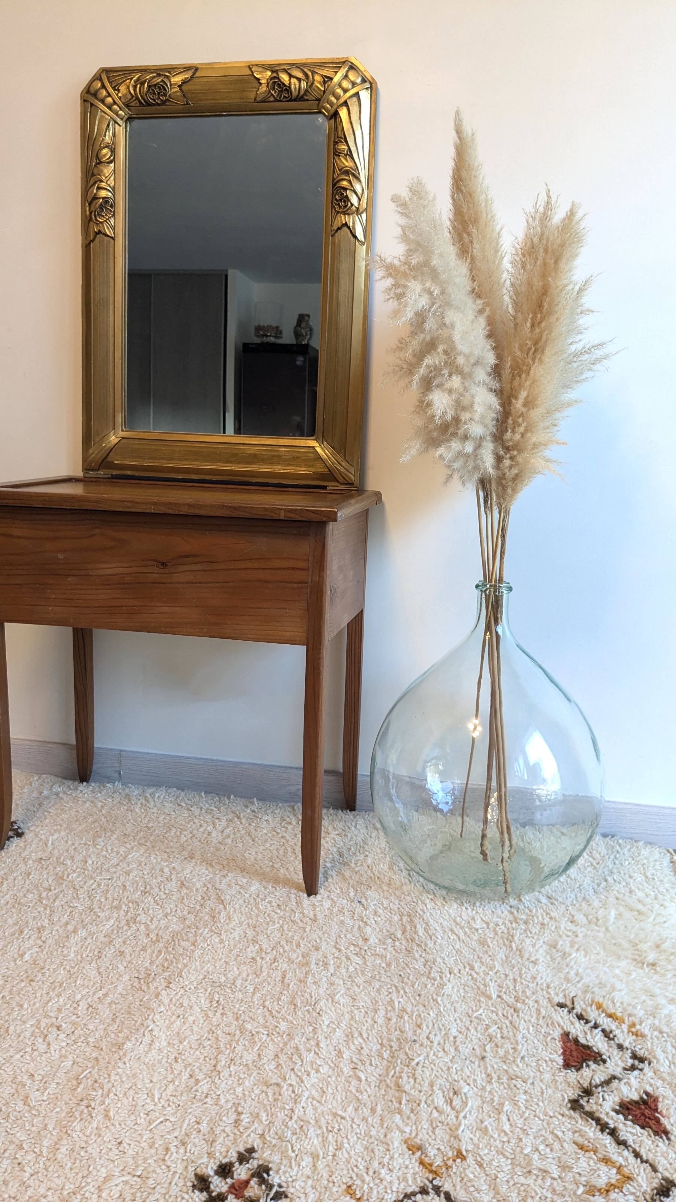 Gold Art Deco Mirror 74 X 55 cm