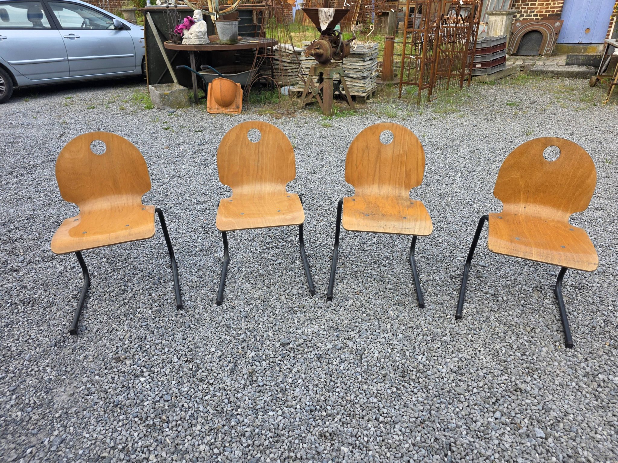 4 vintage school chairs from the 70s