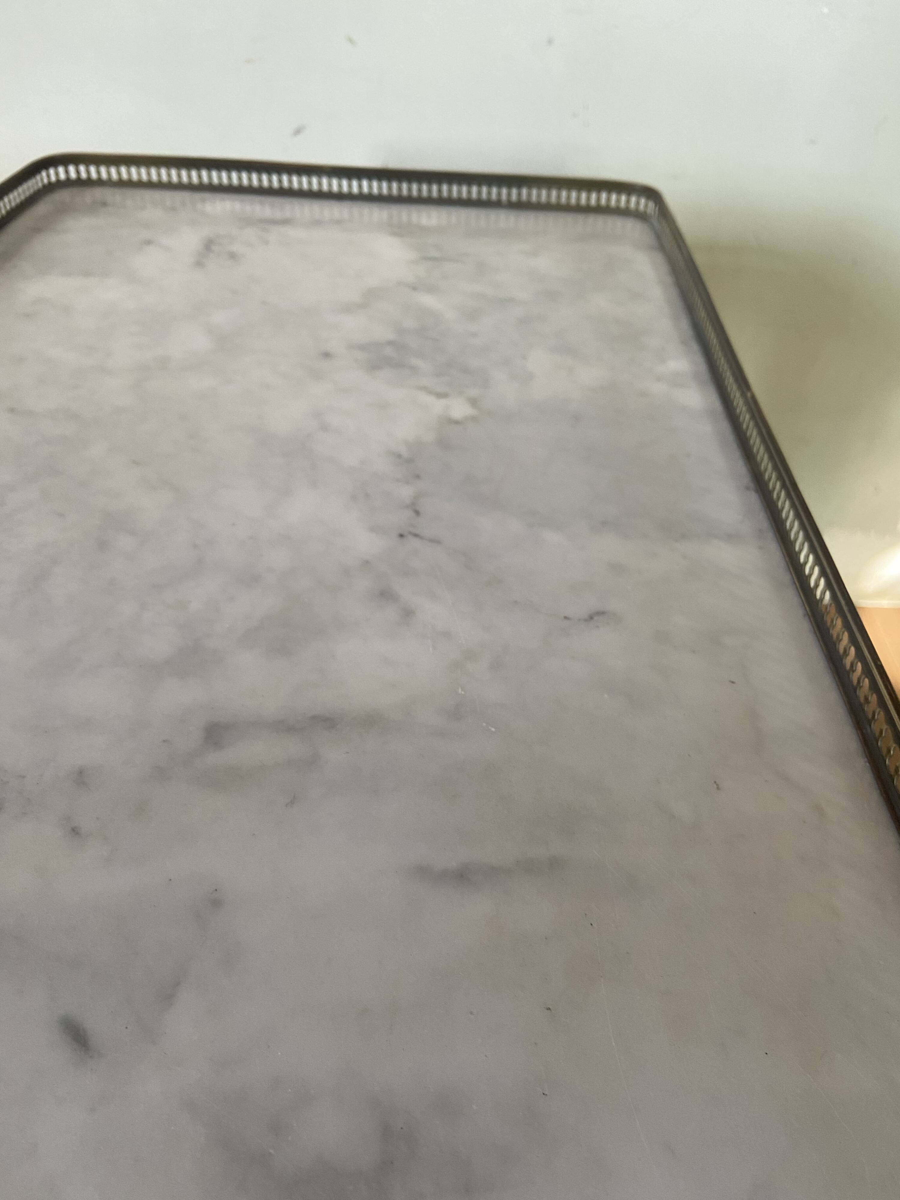 Louis XVI Style coffee table, marble wood and brass