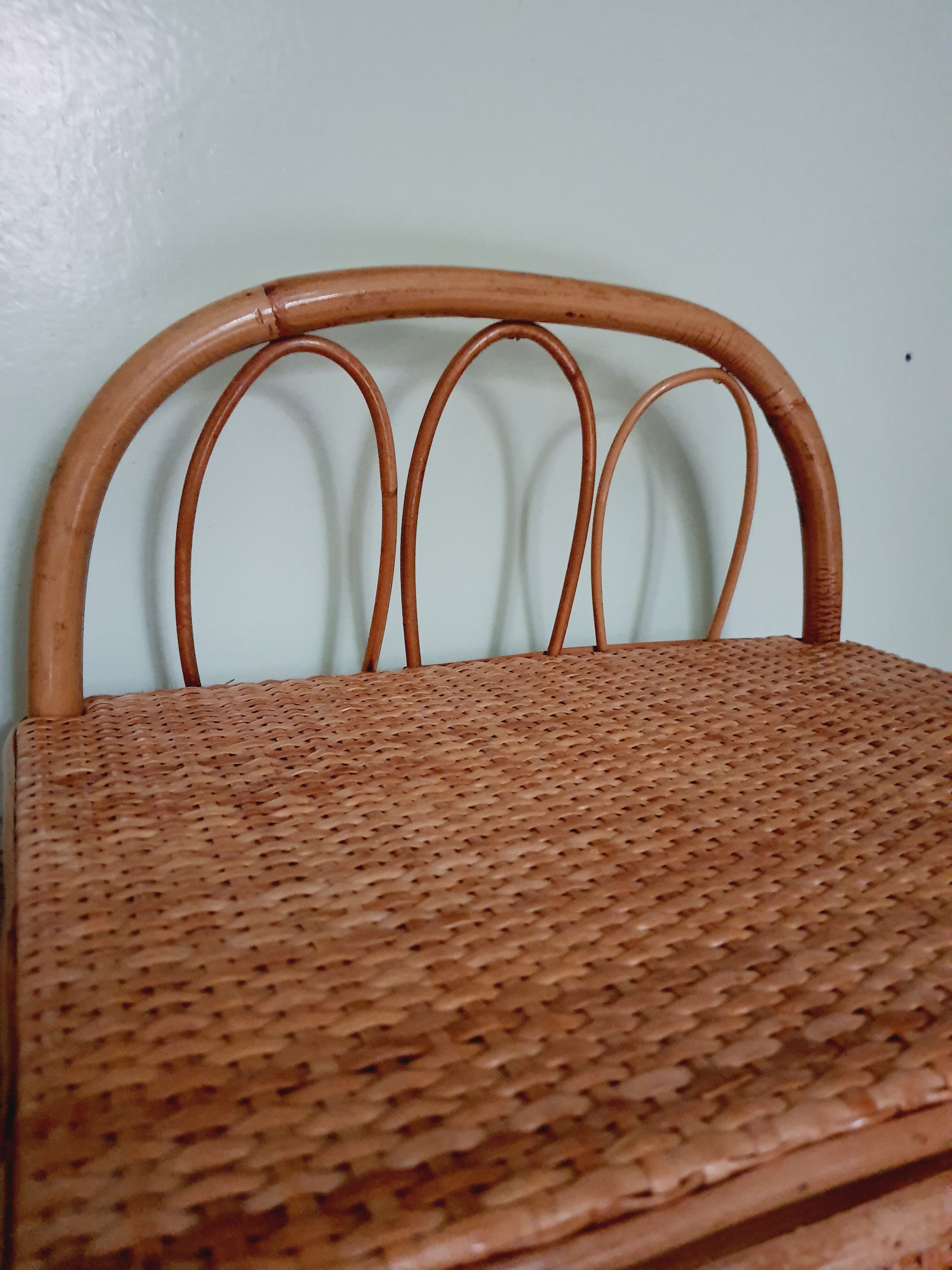 60' vintage rattan bedside table