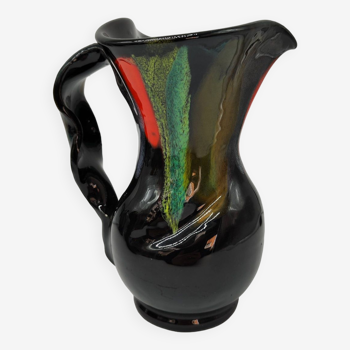 Large multi-colored pitcher Vintage Vallauris ceramic