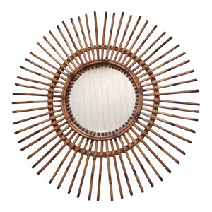 Miroir soleil en rotin