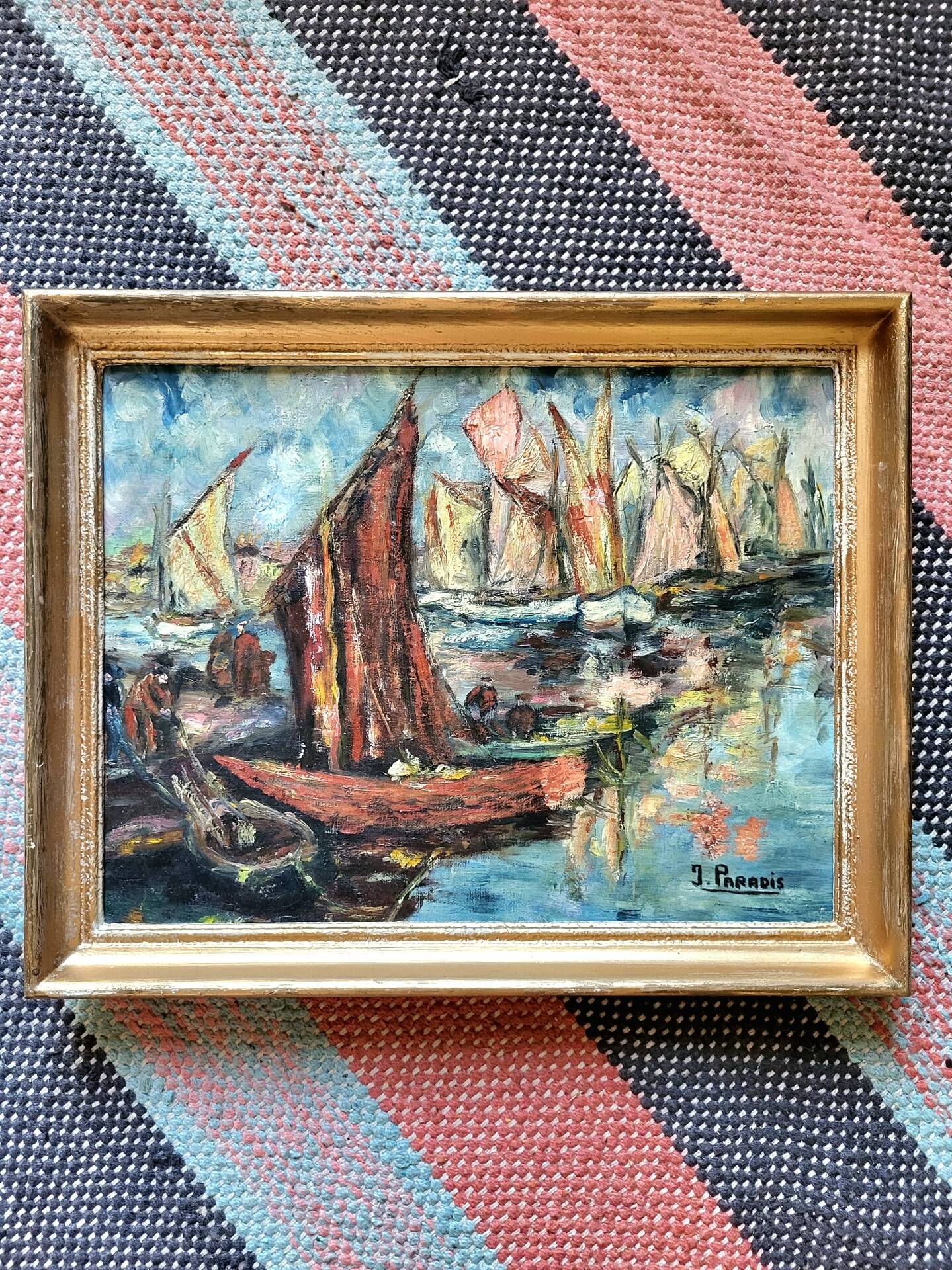 Tableau Vintage - Oil on Canvas, Signed J. Paradis – 20th Century