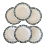 6 assiettes plates anciennes en faïence de Saint Amand – modèle MAROC