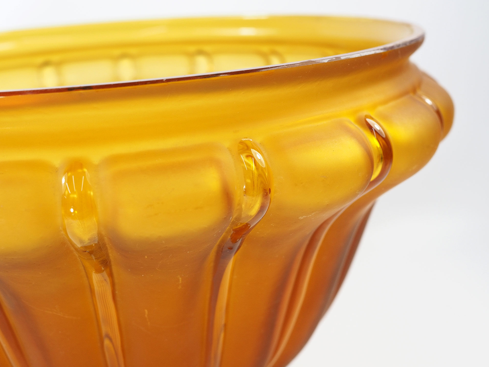 Art Deco Amber Glass Centerpiece Bowl-Circa 1930s