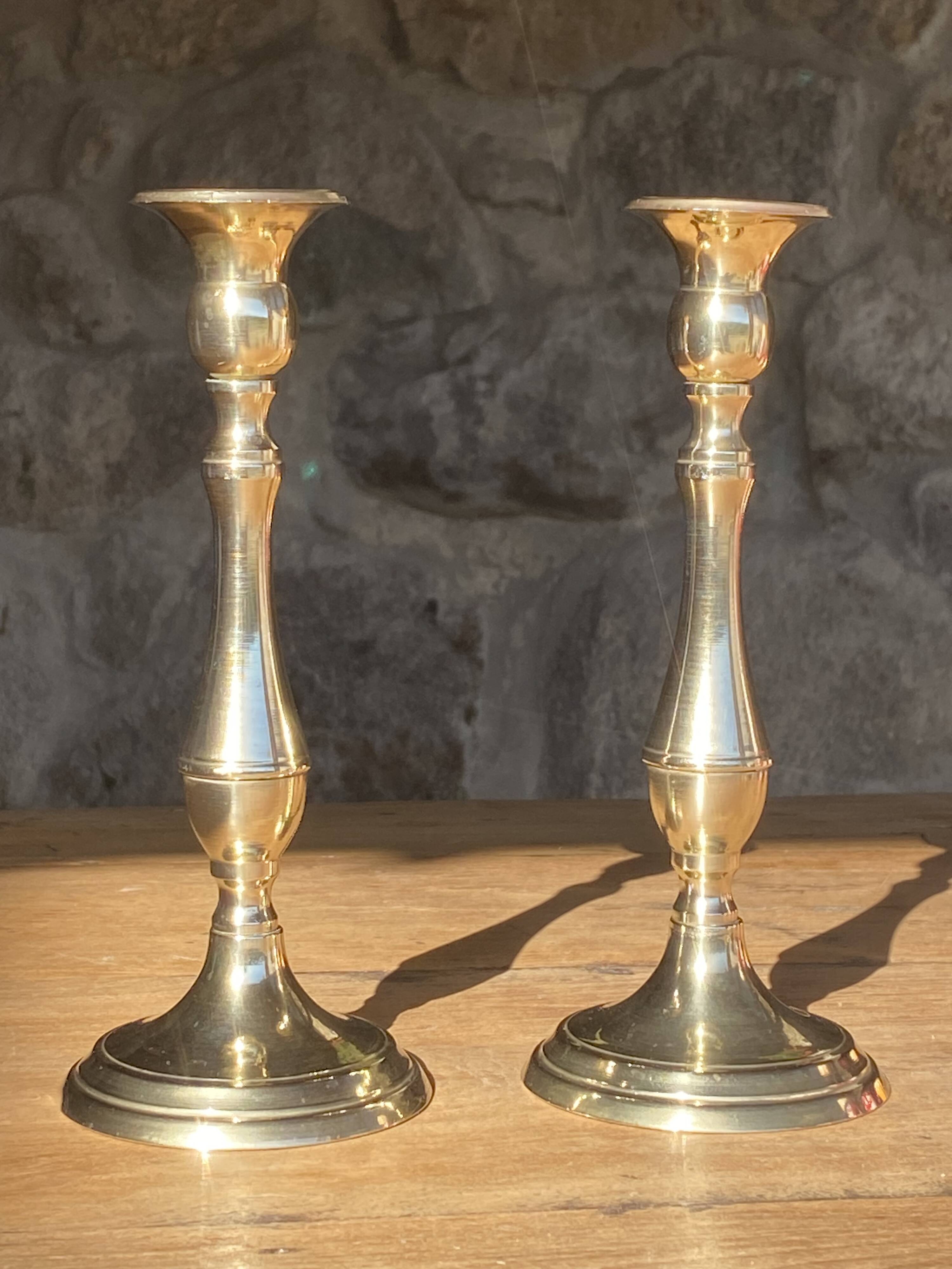 Pair of brass candlesticks