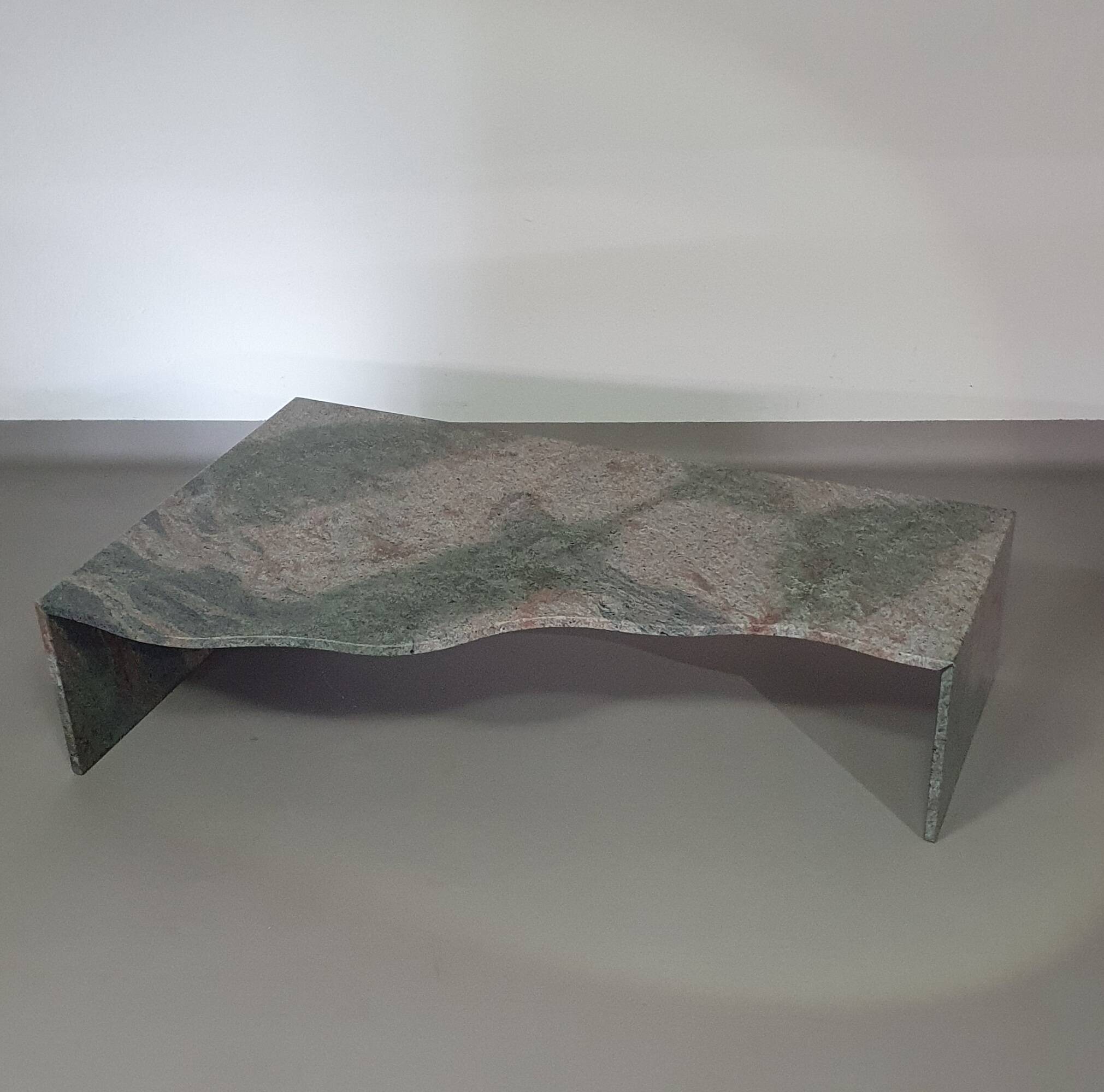 Free form granite coffee table graduated wavy front. Holland '70