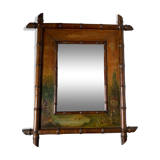 Bamboo wood mirror and 19th century paintings