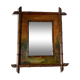 Bamboo wood mirror and 19th-century paintings