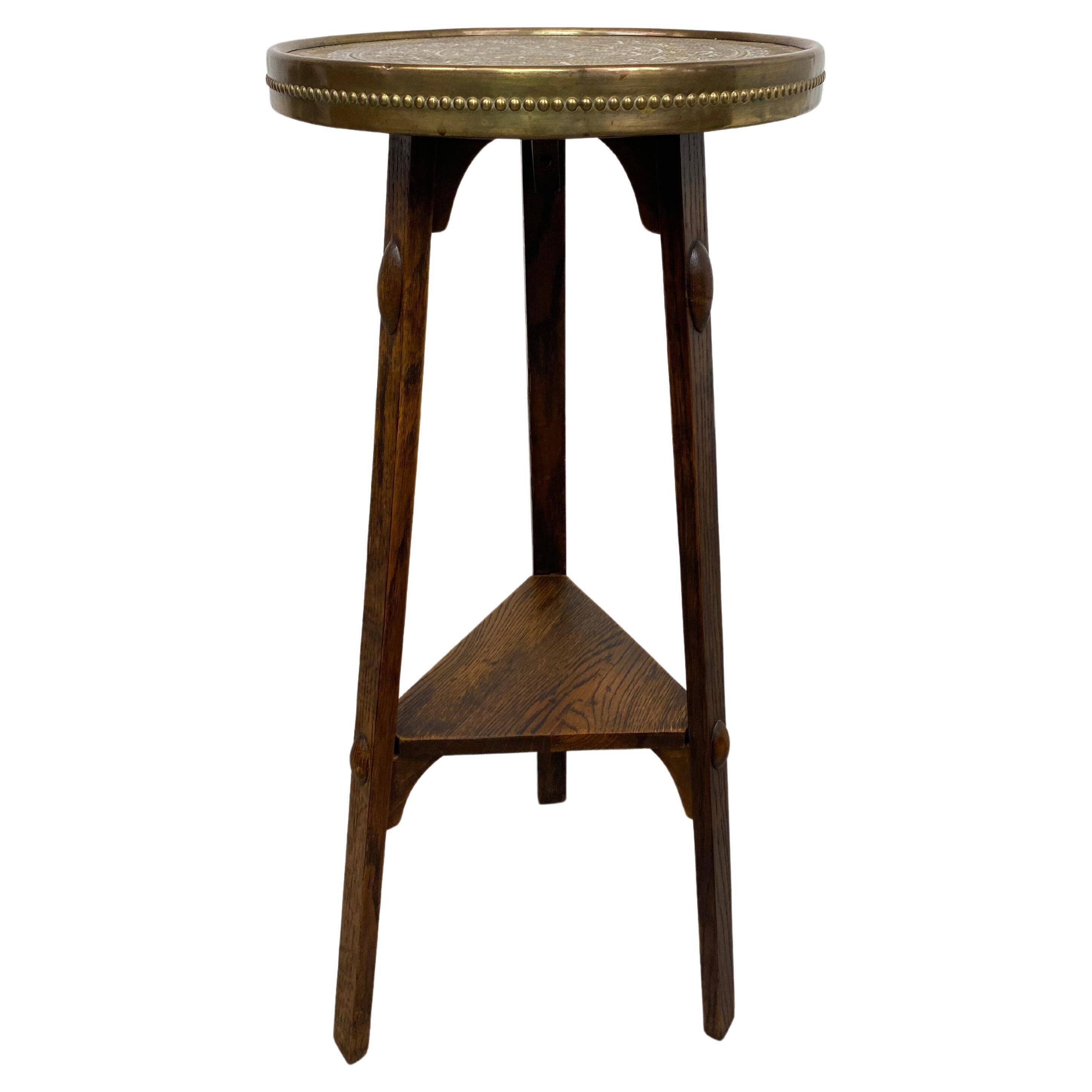 Side table in Jugendstil with a brass top by Joseph Maria Olbrich
