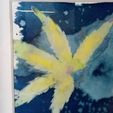Cyanotype original avec cadre profond noir