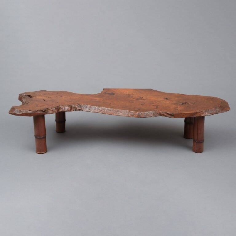 Japanese Showa Period Bamboo and Elm wood Coffee Table, 1960s