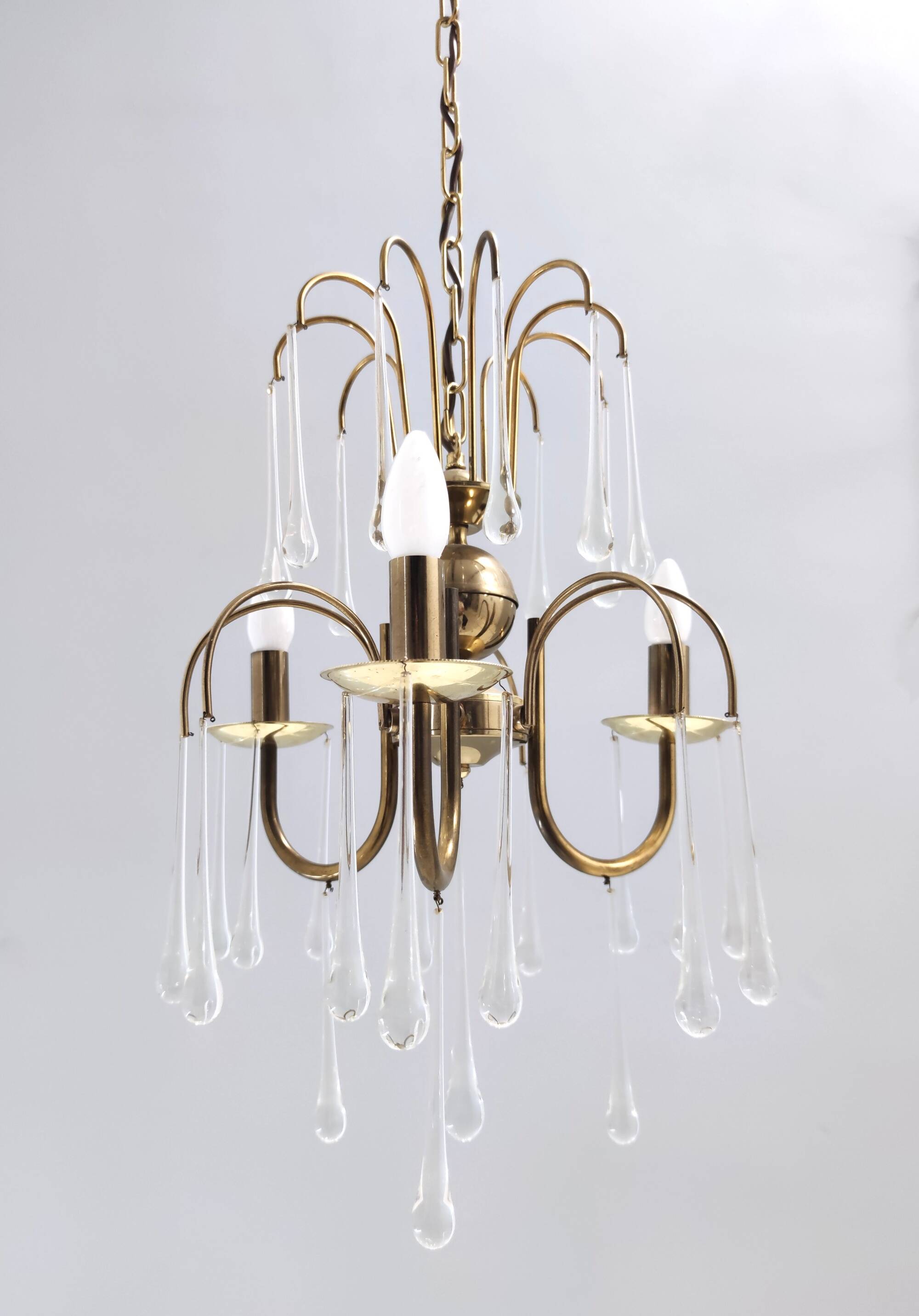Murano Glass Teardrop Chandelier in the Style of Venini, Italy