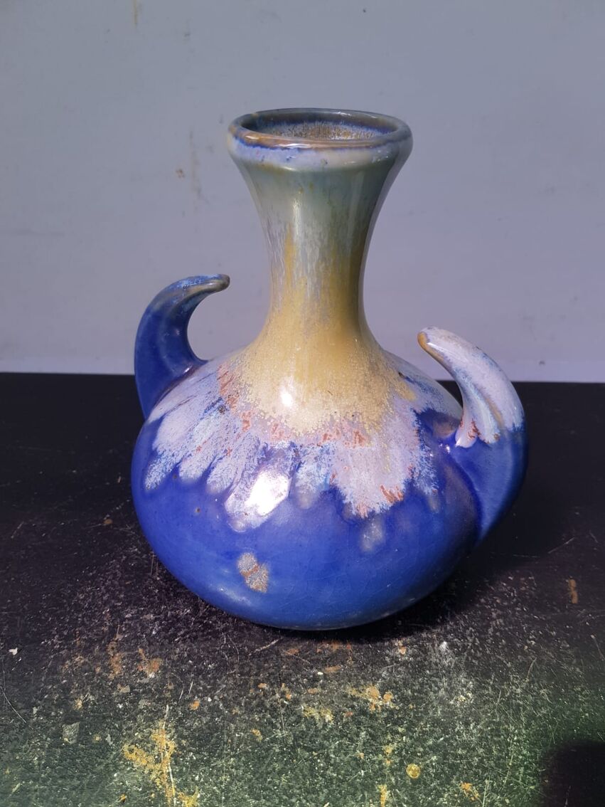 Old vase alpho ceramic blue 1970 | Selency