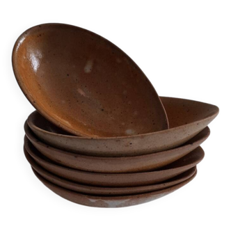 Set of five stoneware avocado bowls