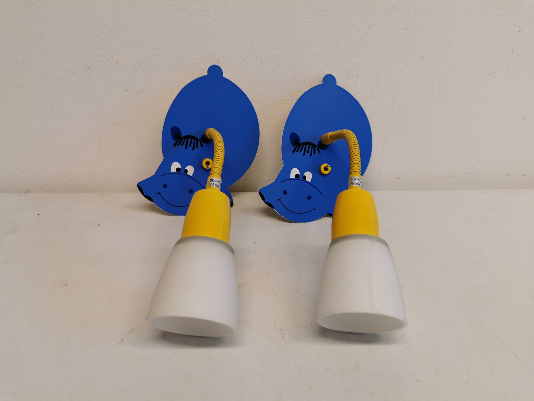Cute hippo wall lamps for the children's room, Danish design from the 80-90s.