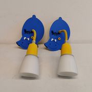 Cute hippo wall lamps for the children's room, Danish design from the 80-90s.