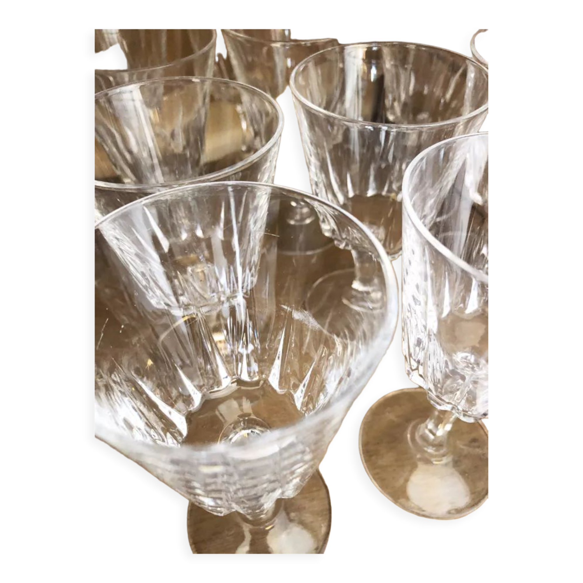 12 cut crystal wine glasses, 1970