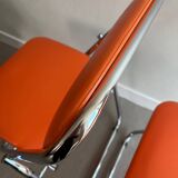 Vintage chrome folding chairs / orange leatherette Soudexvinyl