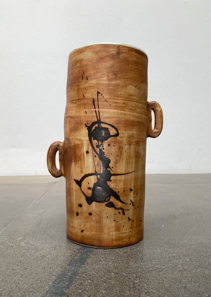 Brutalist mid-century studio pottery vase from La Poterie De La Colombe, 1960s.