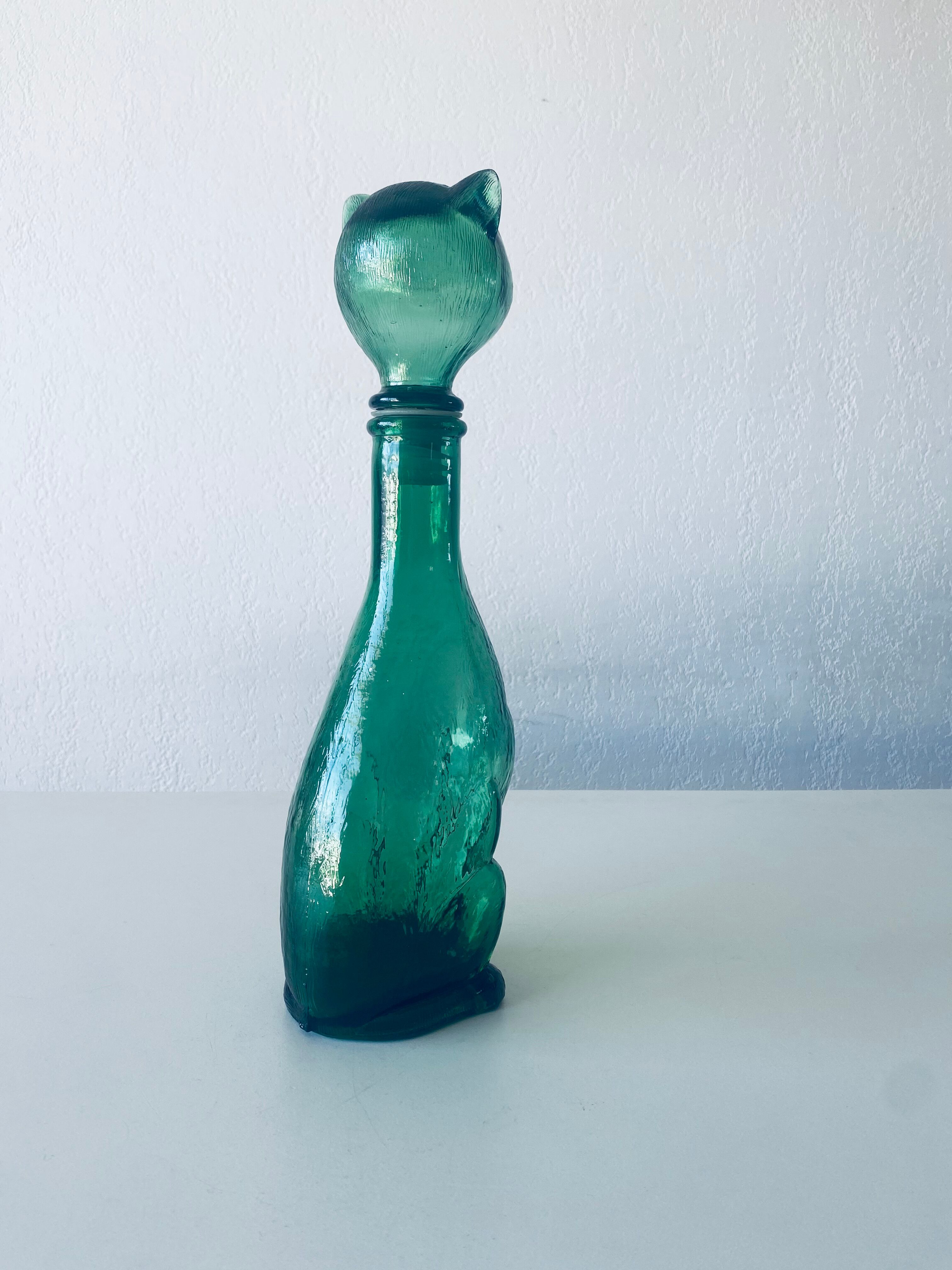 Vintage glass decanter in cat shape