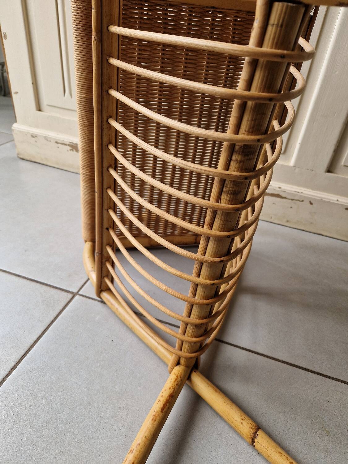 Vintage rattan magazine rack