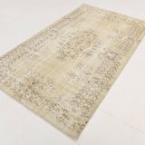Vintage Cream & Brown Turkish Handmade Rug, 149x252Cm