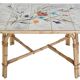 Audoux Minnet style coffee table in rattan and ceramic by Georges Chassin
