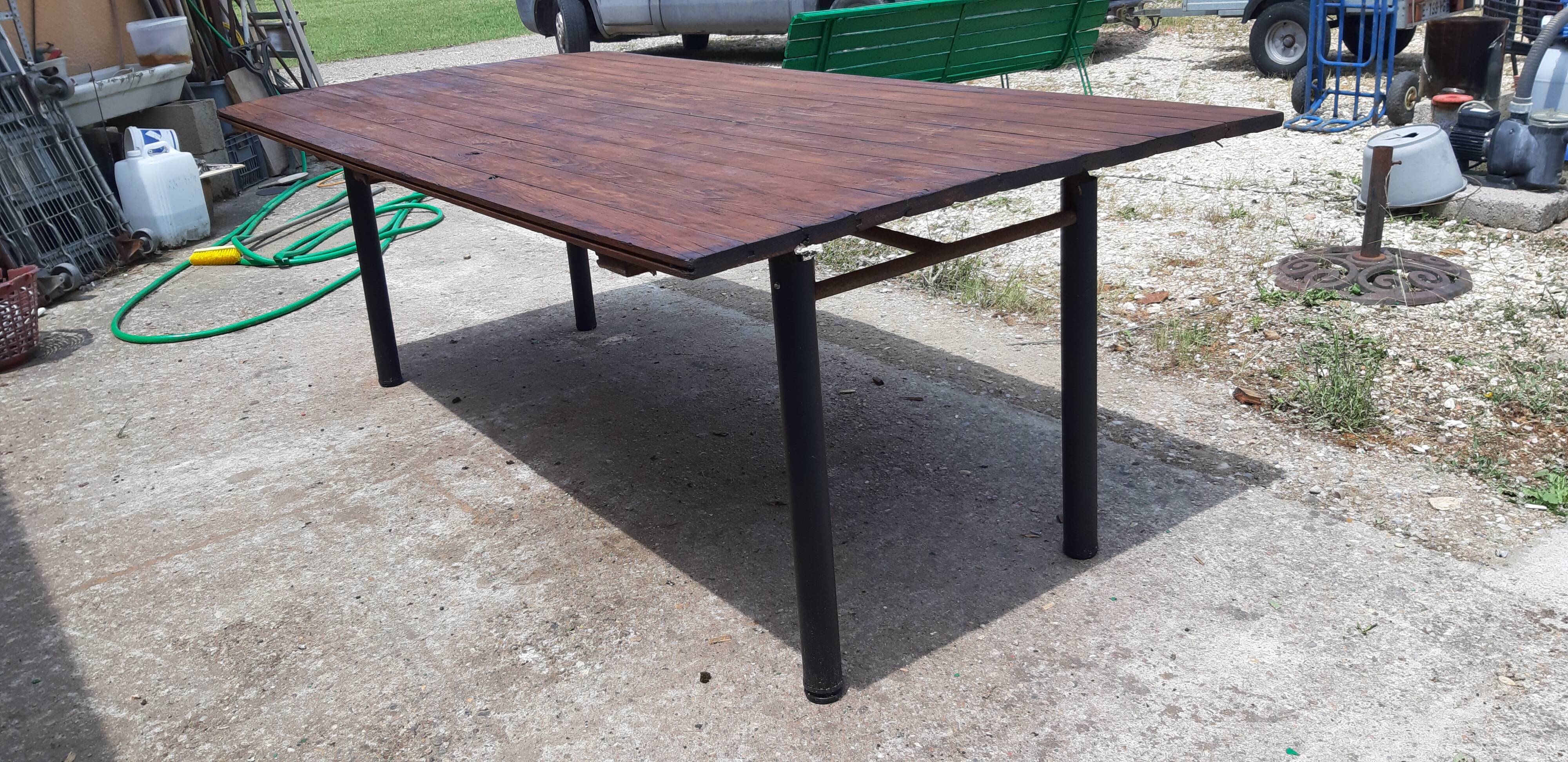 Industrial iron and wood table