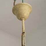 Italian vintage metal chandelier with 8 lights, Mathias bouquet, pink flowers.