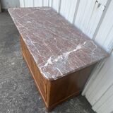 Louis-Philippe chest of drawers in burr walnut with pink marble – 19th century