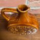 Vase rond allemand à motif floral, pichet ornemental en céramique marron avec anse
