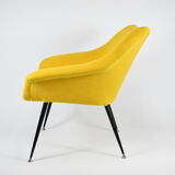 Mid-century armchair Shell, 1960s, NRD, yellow fabric, restored