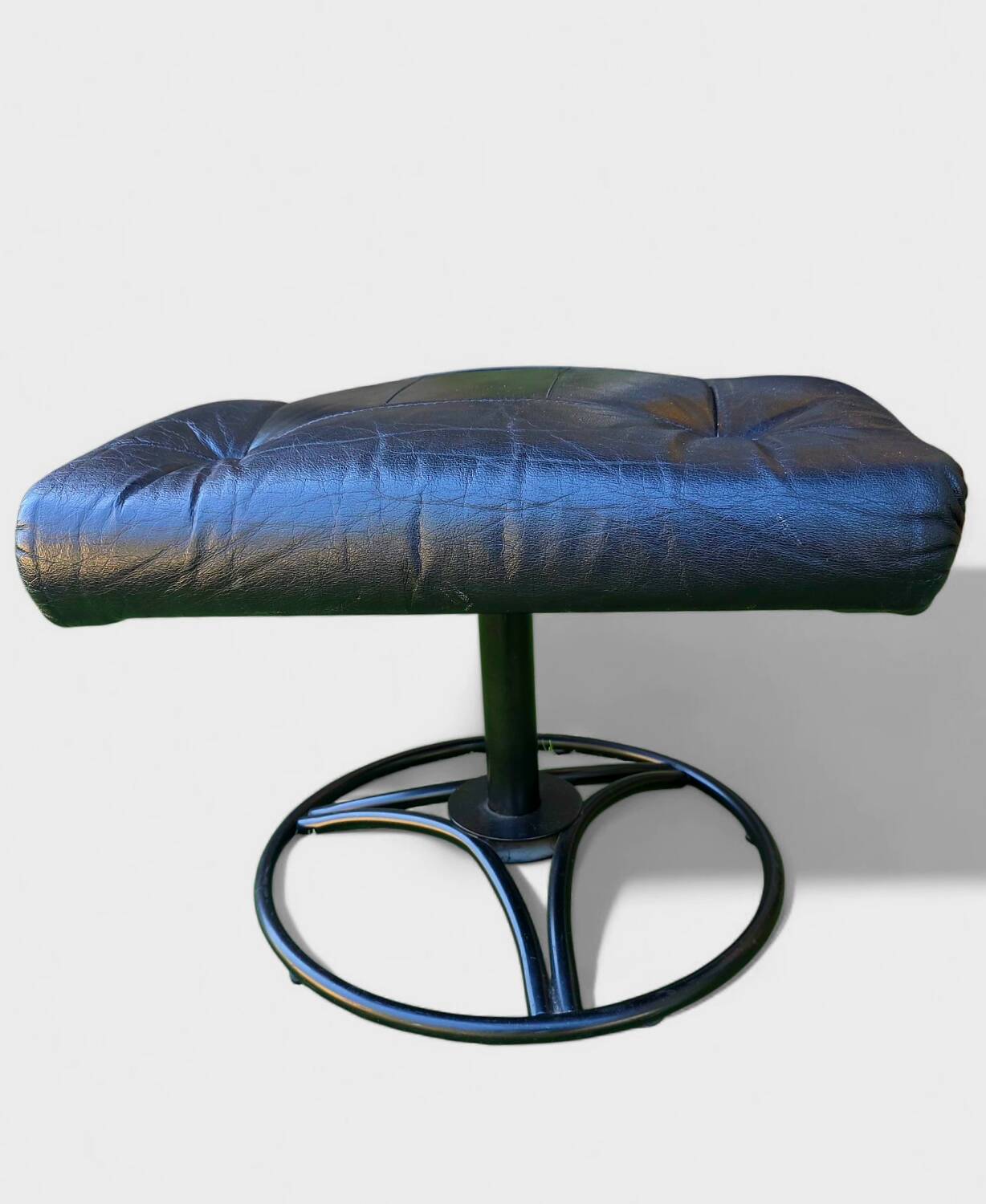 Vintage IKEA Leather Footstool – Circa 1970