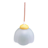 Vintage white frosted corolla glass pendant light, orange pixel cord