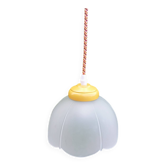 Suspension verre corolle dépoli blanc vintage, cordon pixel orange