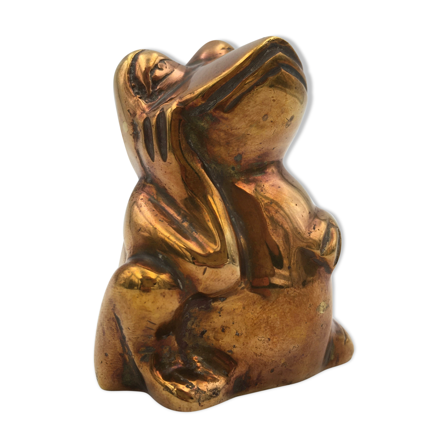 Vintage brass frog figure - 1970s
